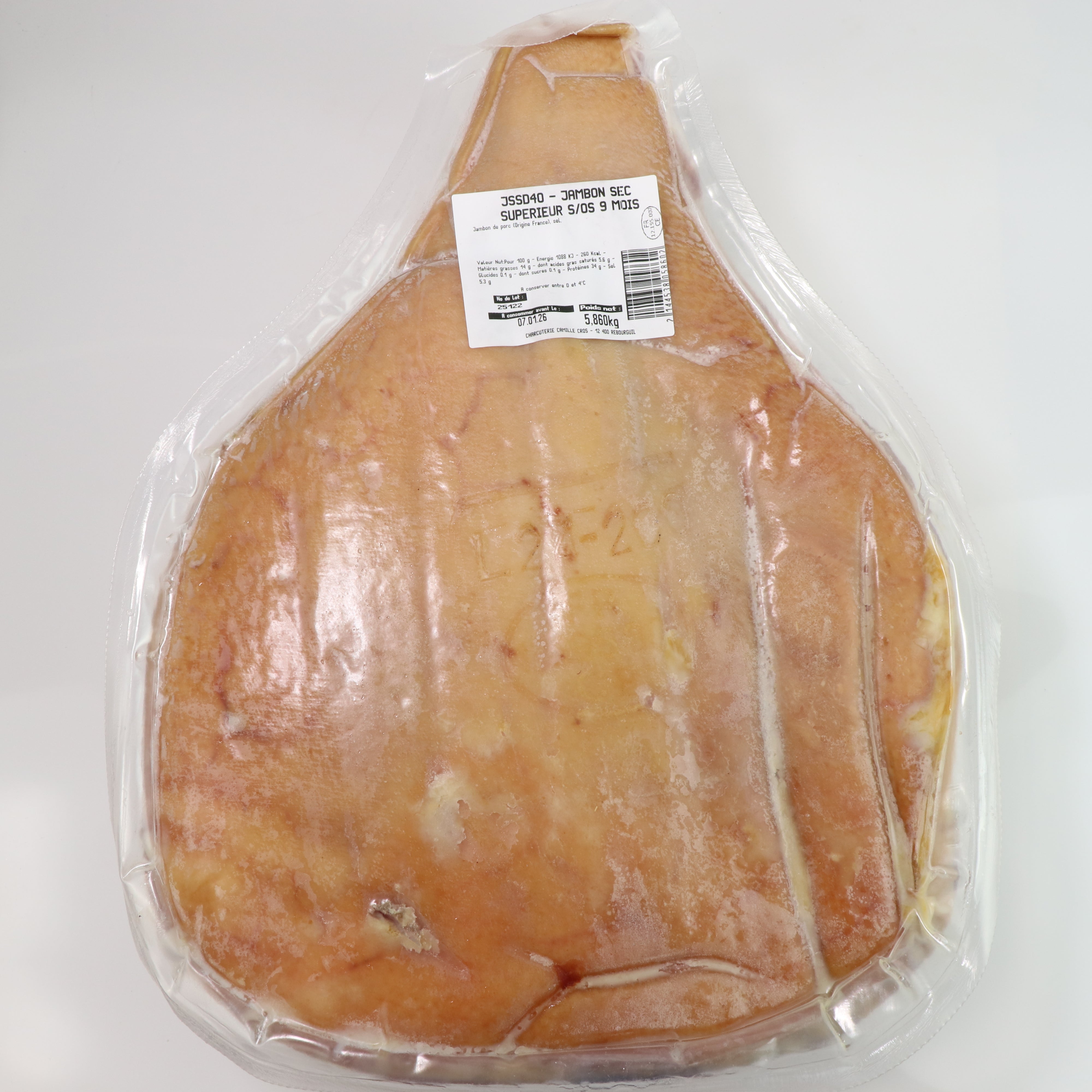 ジャンボン・セック・シュペリウール 5kg　9か月熟成　生ハム原木　骨なし