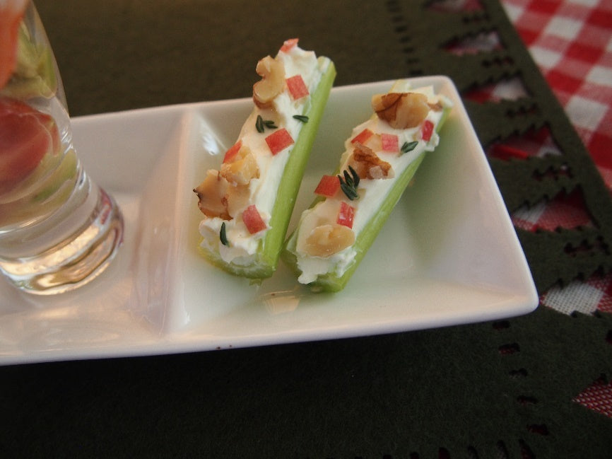 Celery and cream cheese boats