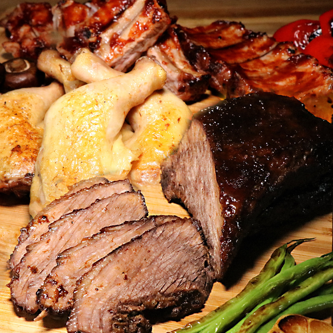 本格テキサス風BBQセット（ブリスケット、バックリブ、チキンレッグ）2.4kg 6-8人前 送料無料